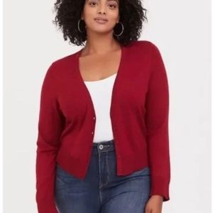 Torrid Scarlet Red Crop Button Front Cardigan 1X